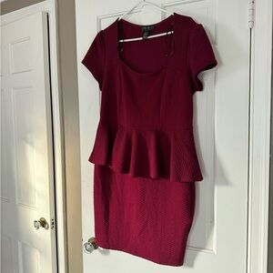 Boohoo plus peplum detail dress.